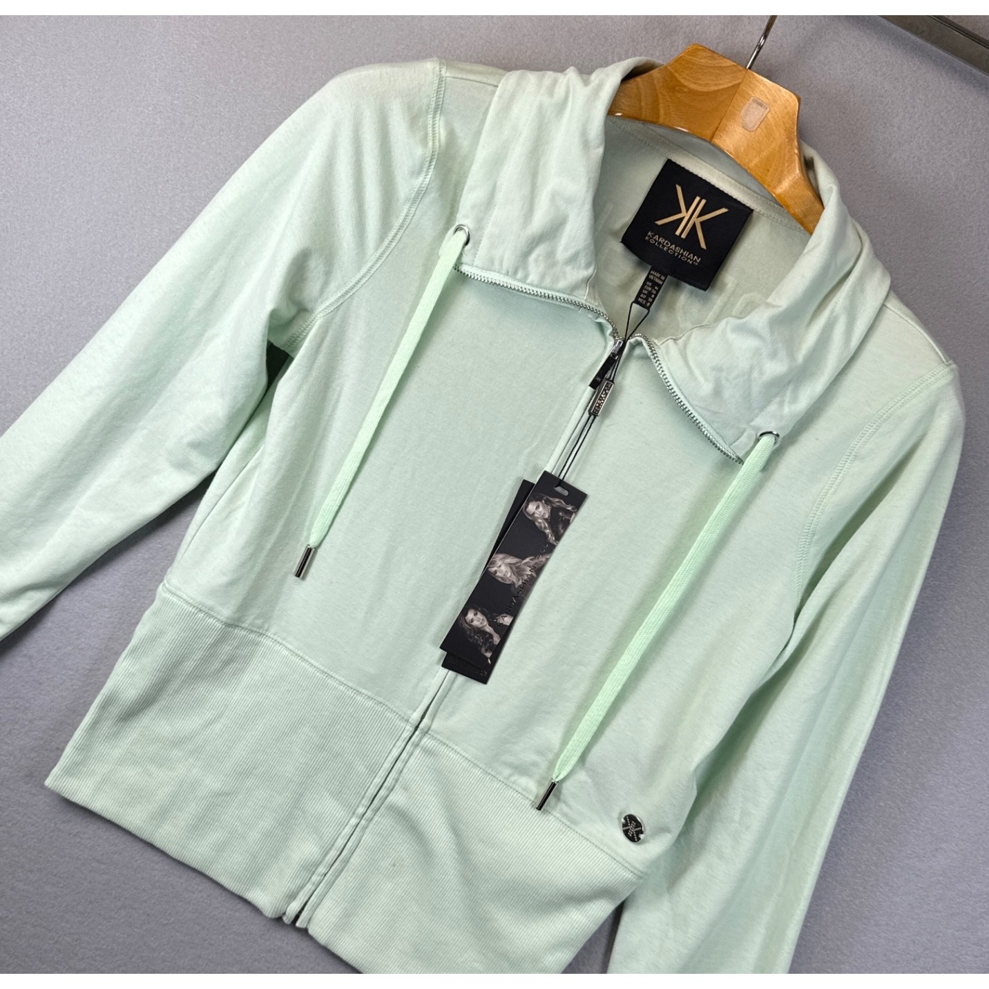 Nwt Kardashian Kollection Sears Signature Zip Hoodie Jacket Womens Size M Green